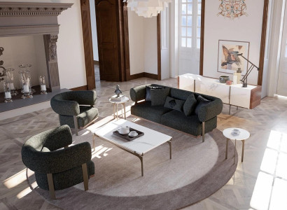 Sofa set Black Upholstered furniture Sofa Two-seater 2x Armchair Luxury Living room